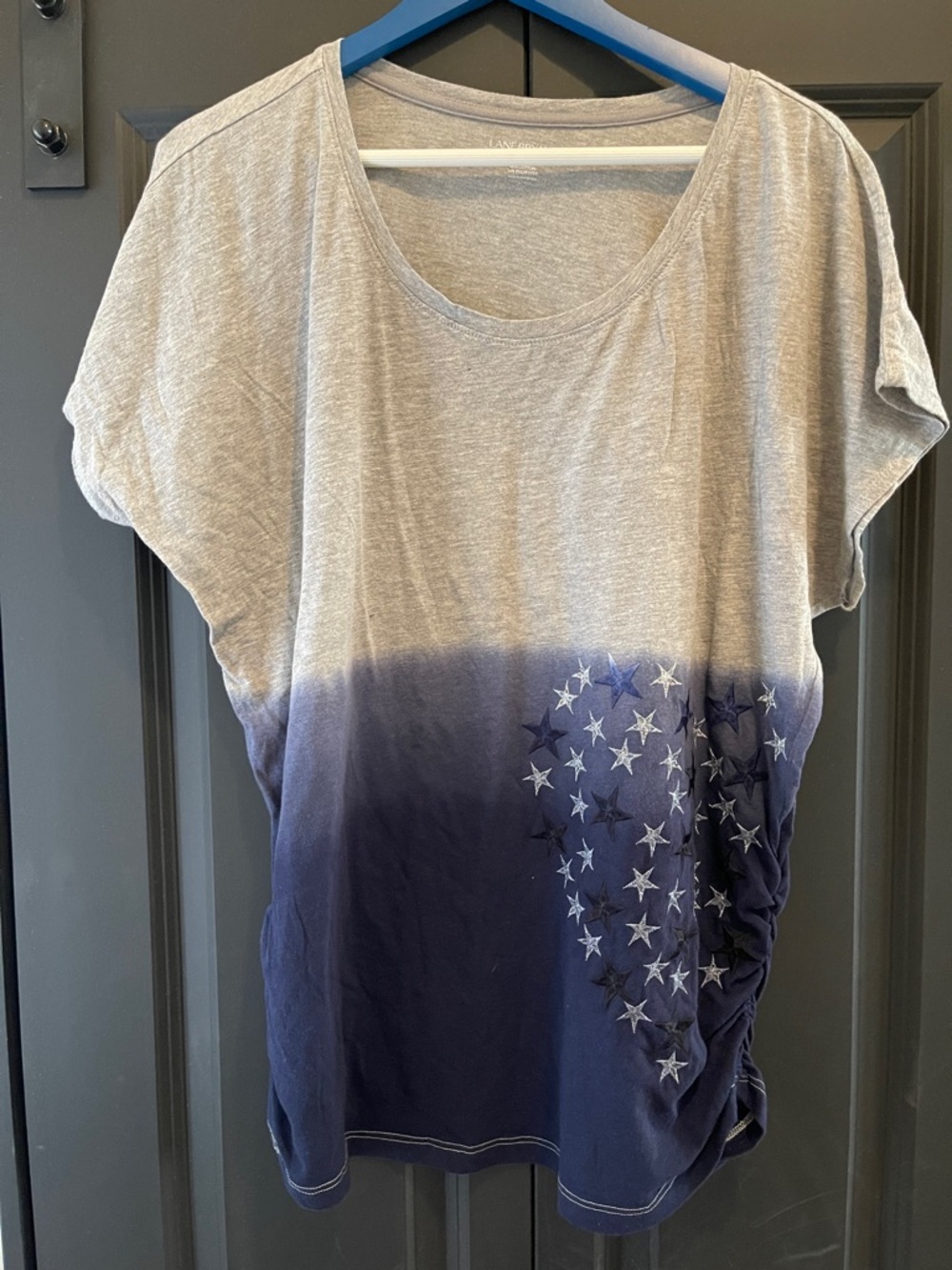 Lane Bryant Gray to Navy Ombre Star Scoop Neck Tee